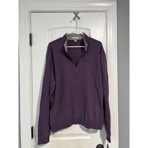 Peter Millar 1/4 Quarter Zip Sweater Mens Large Purple Pullover Golf Sweatshirt